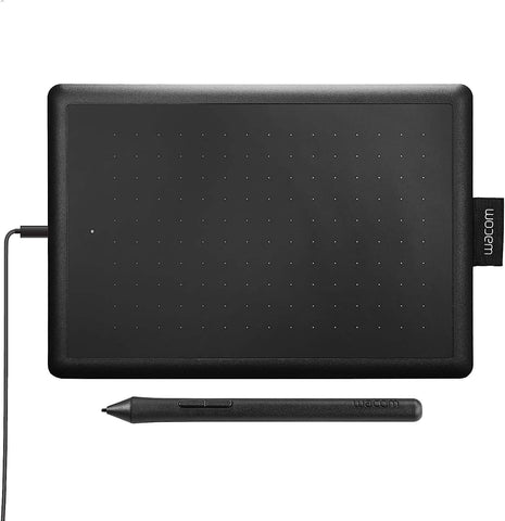One by Wacom small drawing tablet with pen, compatible with Windows, Mac, and Chromebook for students' creativity.